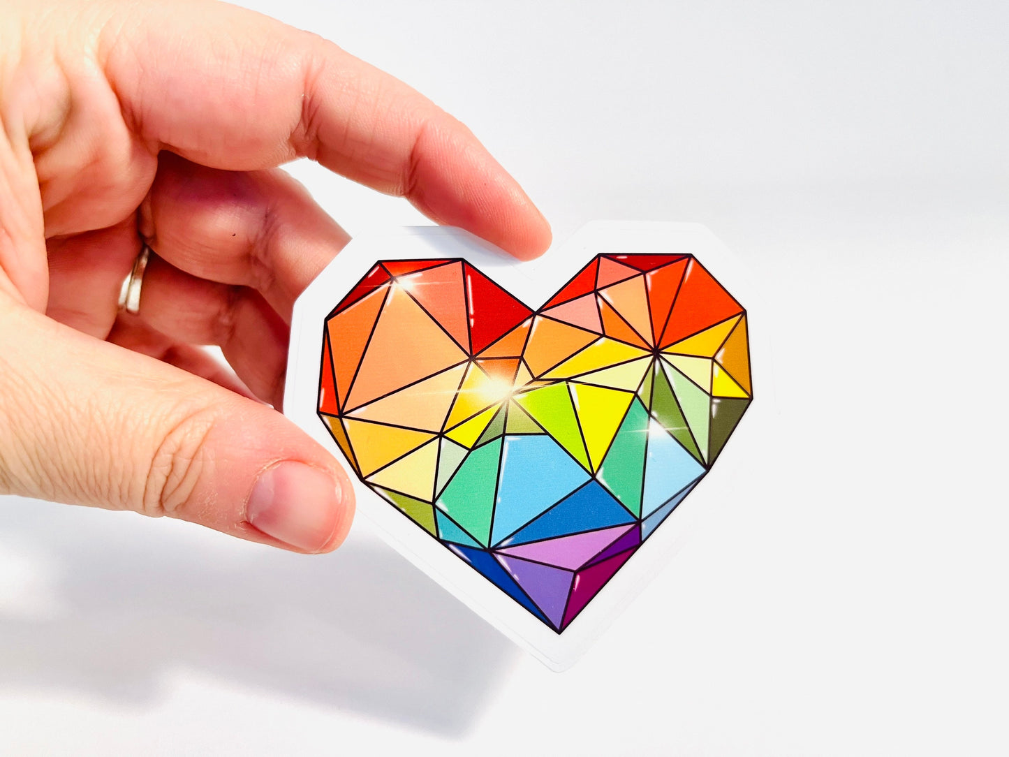 Geometric Rainbow Heart Sticker: Pride Flag LGBTQ+ Decal