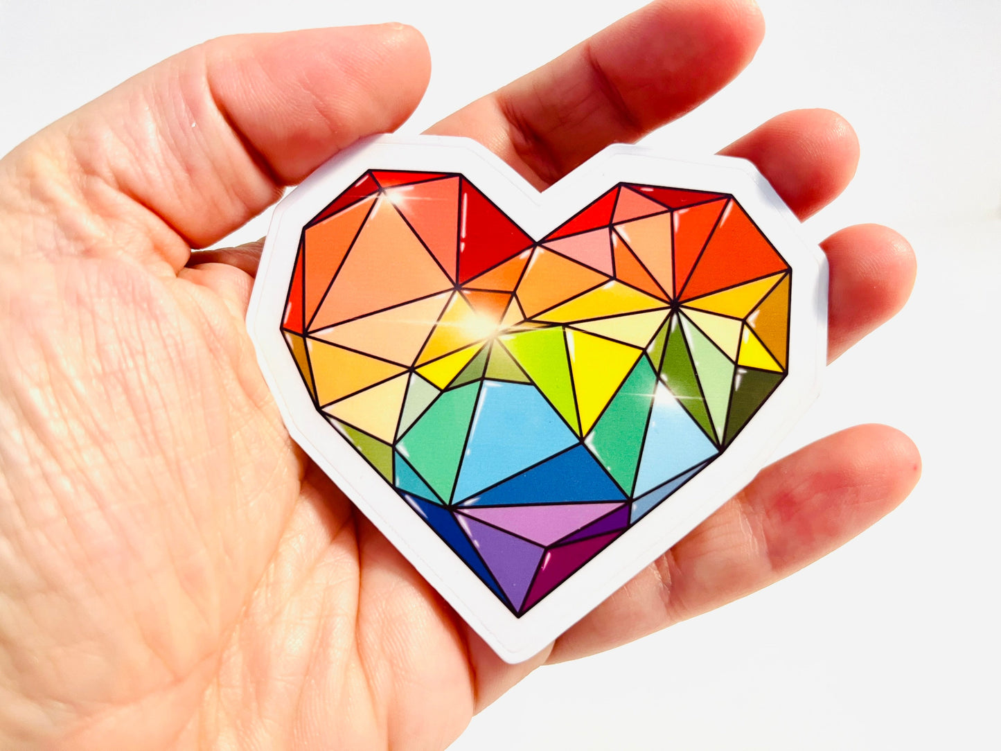 Geometric Rainbow Heart Sticker: Pride Flag LGBTQ+ Decal