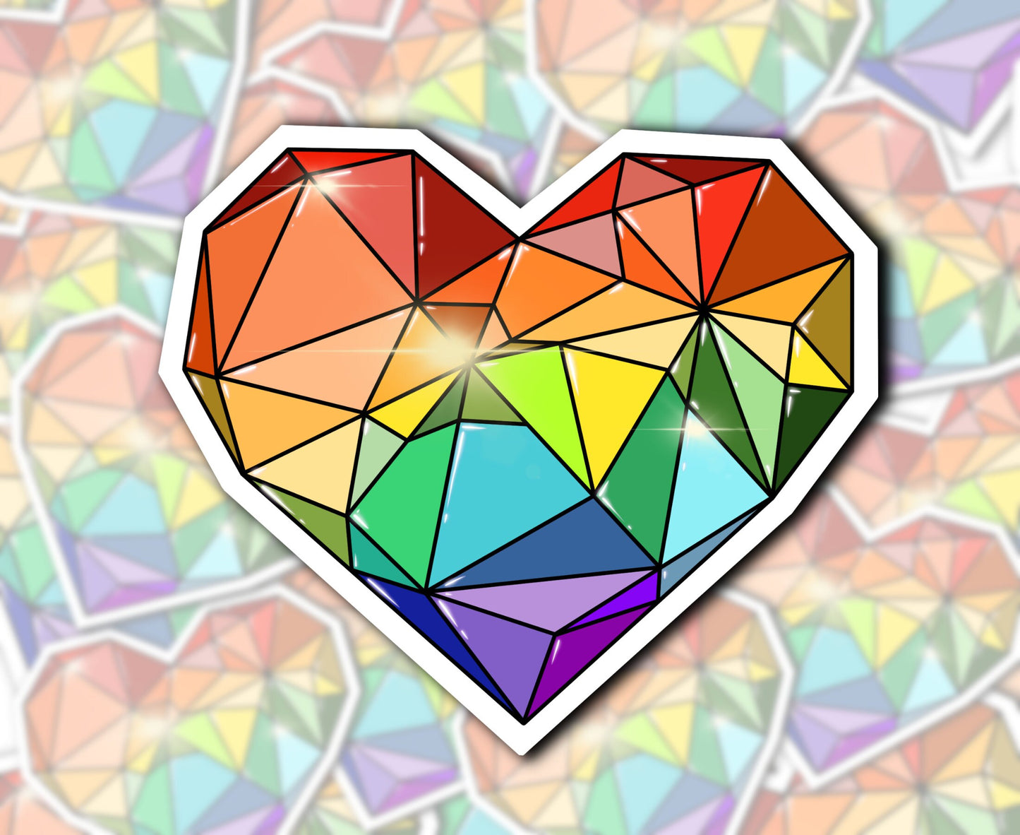 Geometric Rainbow Heart Sticker: Pride Flag LGBTQ+ Decal