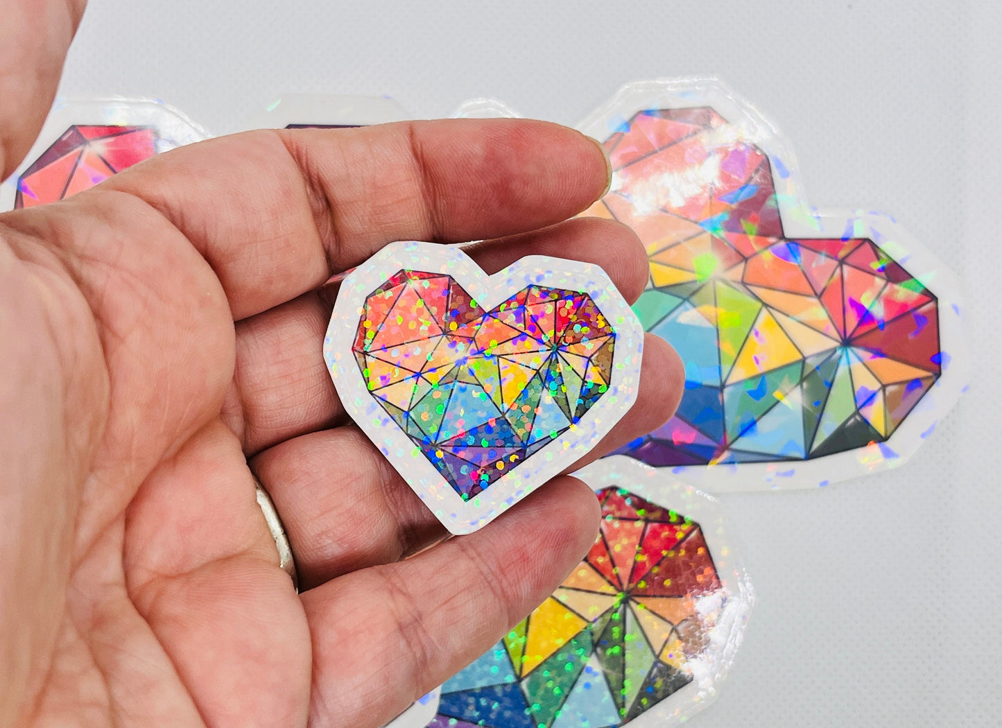 Geometric Rainbow Heart Sticker: Pride Flag LGBTQ+ Decal
