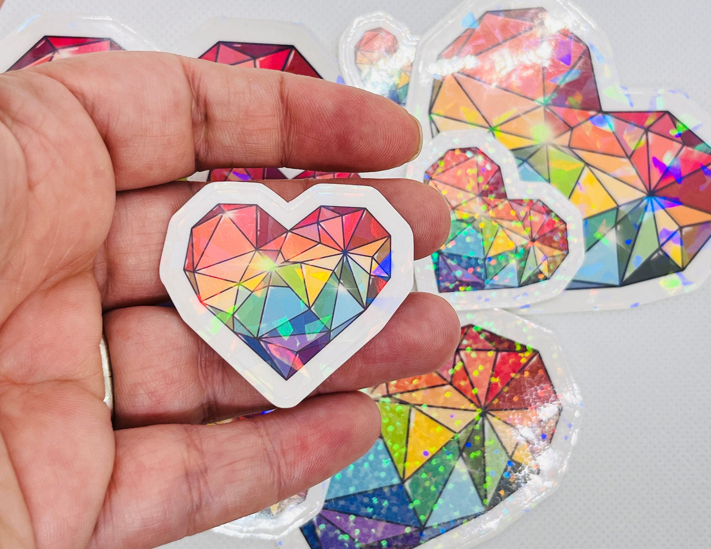 Geometric Rainbow Heart Sticker: Pride Flag LGBTQ+ Decal