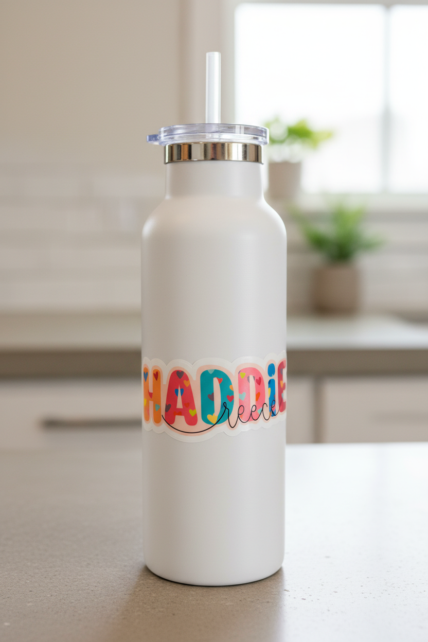 Haddie Reece decal on a water bottle