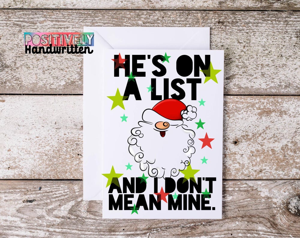 Funny Christmas Card: He’s On A List. Anti MAGA. Anti Trump